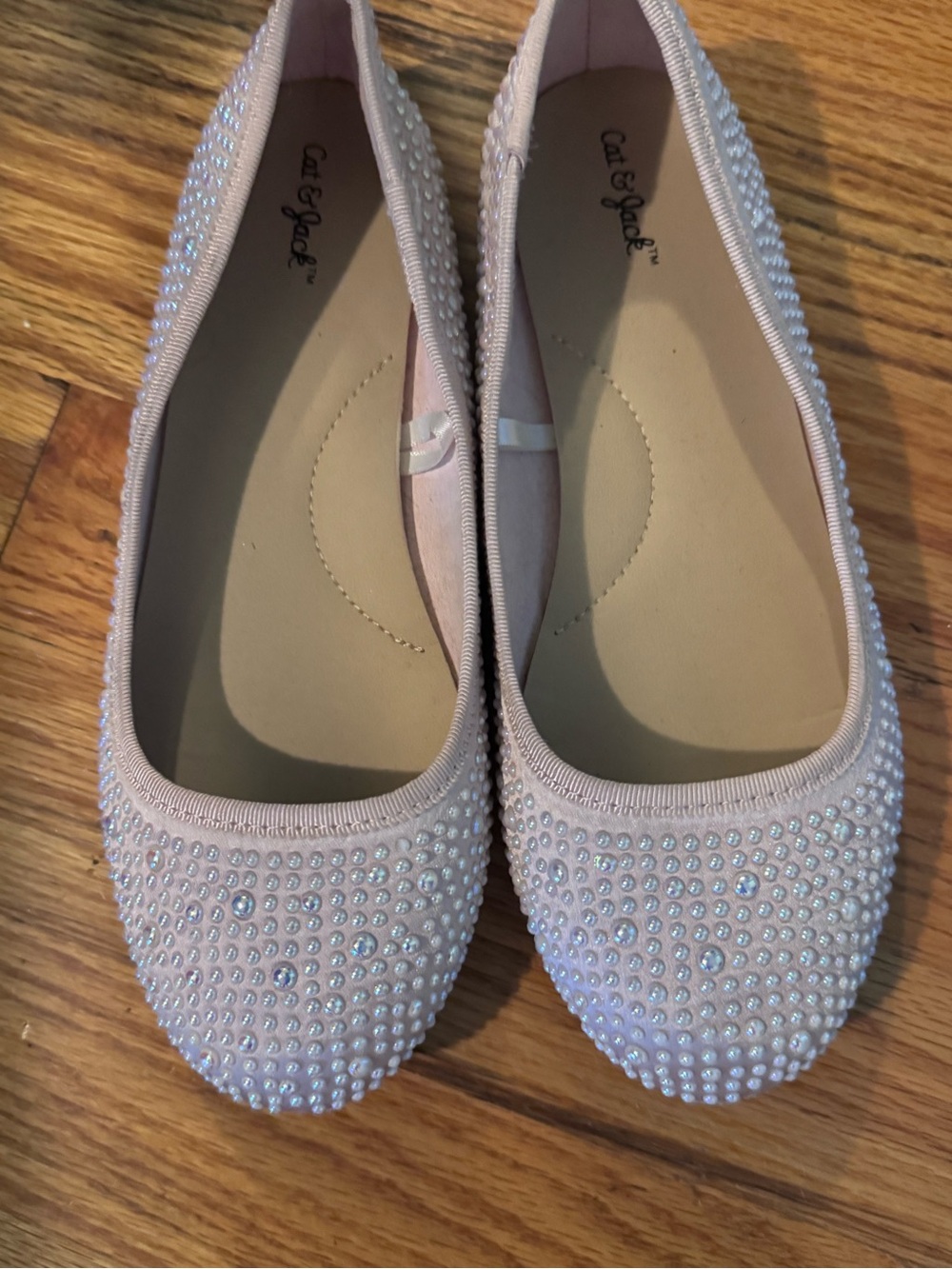Cat & Jack Pink Crystal Embellished Girl’s Ballet Flats